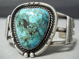 Rare Blue Wind Turquoise Vintage Native American Navajo Sterling Silver Bracelet Old-Nativo Arts