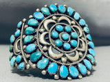 Huge Older Vintage Native American Navajo Turquoise Sterling Silver Bracelet Cuff Old-Nativo Arts