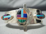 Incredible Vintage Native American Navajo Turquoise Inlay Sterling Silver Bracelet-Nativo Arts