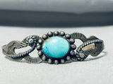 Early Vintage Native American Navajo Old Kingman Turquoise Sterling Silver Bracelet-Nativo Arts