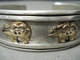 Excellent Vintage Native American Navajo Sterling Silver And Gold Bracelet Old-Nativo Arts