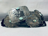 Earlier Very Rare Vintage Native American Navajo Turquoise Sterling Silver Concho Belt-Nativo Arts