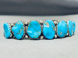 Beautiful Vintage Native American Navajo Morenci Turquoise Sterling Silver Bracelet-Nativo Arts
