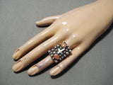 Fabulous Navajo Coral Sterling Silver Ring Native American-Nativo Arts