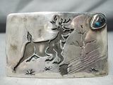 Authentic Preson Monongye Vintage Native American Hopi Bisbee Turquoise Sterling Silver Buckle-Nativo Arts