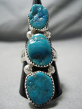 Incredible Vintage Native American Navajo Turquoise Sterling Silver Ring Old-Nativo Arts