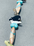 One Of The Most Unique Vintage Native American Zuni Turquoise Inlay Sterling Silver Necklace-Nativo Arts
