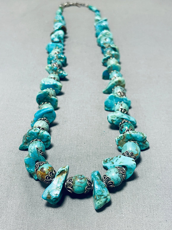 Extraordinary Vintage Native American Navajo Turquoise Sterling Silver Necklace-Nativo Arts