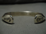 Striking Vintage Native American Navajo Raised Sterling Silver Randy Secatero Bracelet Old-Nativo Arts