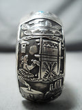 Glorious Signed Vintage Native American Navajo Old Kingman Turquoise Sterling Silver Bracelet-Nativo Arts