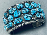 Chee Rare Huge Heavy Vintage Native American Navajo Turquoise Sterling Silver Bracelet-Nativo Arts