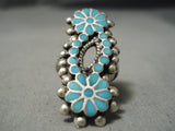 Fabulous Vintage Zuni Native American Turquoise Inlay Sterling Silver Ring-Nativo Arts