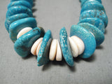 Unforgettable Vintage Native American Navajo Carico Lake Turquoise Sterling Silver Necklace Old-Nativo Arts