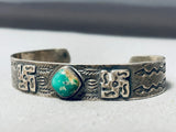 Early Vintage Native American Navajo Whirling Logs Royston Turquoise Coin Silver Bracelet-Nativo Arts