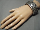 One Of The Best Deep Stamp Vintage Native American Navajo Sterling Silver Bracelet-Nativo Arts