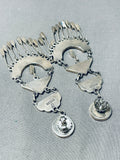 One Of The Most Intricate Ever Vintage Native American Zuni Turquoise Sterling Silver Earrings-Nativo Arts