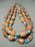 One Of The Biggest Best Vintage Native American Navajo Coral Choker Sterling Silver Necklace-Nativo Arts