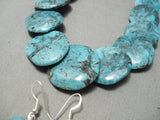 Native American Very Rare Disced Turquoise Santo Domingo Sterling Silver Necklace-Nativo Arts