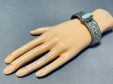 Jeff James Native American Navajo Signed 8 Turquoise Sterling Silver Heavy Bracelet-Nativo Arts