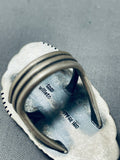 Signed Native American Navajo Swirly Agate Sterling Silver Ring-Nativo Arts