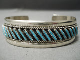Amazing Vintage Native American Navajo Slanted Turquoise Sterling Silver Native Bracelet-Nativo Arts