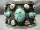 Gigantic Men's Vintage Native American Navajo Damale Turquoise Sterling Silver Bracelet Old-Nativo Arts