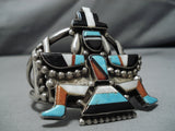 Museum Quality!! Vintage Native American Navajo Turquoise Kachina Inlay Sterling Silver Bracelet-Nativo Arts
