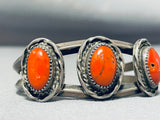 Rare Chunky Coral Vintage Native American Navajo Sterling Silver Bracelet-Nativo Arts