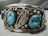 Colossal Vintage Native American Navajo Old Persin Turquoise Sterling Silver Bracelet Old-Nativo Arts