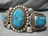 Important Vintage Native American Navajo Ricky Martinez Turquoise Sterling Silver Bracelet Cuff-Nativo Arts