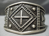 Huge Cross Christian Sterling Silver Native American Navajo Bracelet Cuff-Nativo Arts