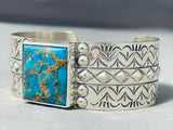 Amazing San Felipe Signed Pilot Mountain Sterling Silver Large Bracelet-Nativo Arts