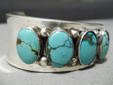 Very Unique Vintage Native American Navajo Graduating Width Turquoise Sterling Silver Bracelet-Nativo Arts