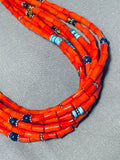 Authentic Singer Native American Navajo Coral Turquoise Sterling Silver Necklace-Nativo Arts