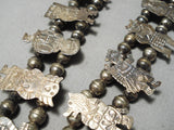 Intricate!! Vintage Native American Navajo Kachina Sterling Silver Squash Blossom Necklace Old-Nativo Arts