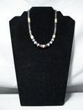 Native American Excellent Vintage Santo Domingo Pipestone Sterling Silver Necklace Old-Nativo Arts