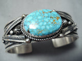 Authentic Albert Jake Native American Navajo High Grade Turquoise Sterling Silver Bracelet-Nativo Arts