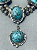 One Of Best Ever Vintage Native American Navajo Domed Bisbee Turquoise Sterling Silver Necklace-Nativo Arts