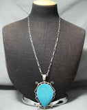 Enormous Vintage Native American Navajo Turquoise Sterling Silver Swirling Necklace-Nativo Arts
