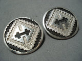 Important Vintage Navajo Sterling Silver Earrings Native American-Nativo Arts