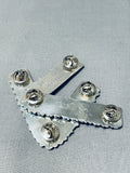 Important Native American Navajo Signed Turquoise Teardrop Sterling Silver Collar Pins-Nativo Arts