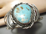 Rare High Grade Easter Blue Turquoise Vintage Native American Navajo Sterling Silver Bracelet-Nativo Arts