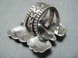 Beautiful San Felipe Pilot Mountain Turquoise Sterling Silver Butterfly Ring-Nativo Arts
