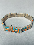 One Of The Most Intricate Vintage Native American Navajo Turquoise Sterling Silver Bracelet-Nativo Arts