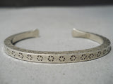 Thick Sturdy Vintage Native American Navajo Sterling Silver Star Bracelet Cuff-Nativo Arts