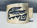 Rare Vintage Native American Hopi Hand Carved Sterling Silver Bracelet Cuff-Nativo Arts