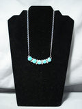 Fabulous Vintage Native American Navajo Kingman Turquoise Sterling Silver Necklace Old-Nativo Arts