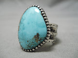Thick And Heavy!! Vintage Native American Navajo Carico Lake Turquoise Sterling Silver Ring-Nativo Arts