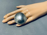 Huge Signed Domed Sterling Silver Vintage Native American Navajo Ring-Nativo Arts