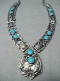 Majestic Vintage Native American Navajo Sleeping Beauty Turquoise Sterling Silver Necklace Old-Nativo Arts